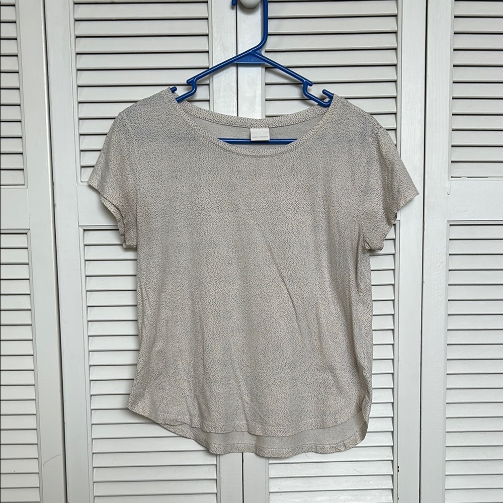 H&M Cream and Black Polka-dot Cap Sleeve T-Shirt